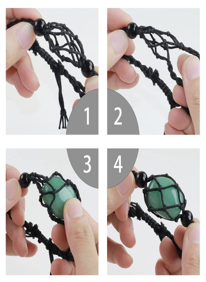 Anjiucc 12 PCS Cord Empty Stone Holder Hand-Woven Necklace Cord with Adjustable for Stone Necklace DIY Bracelet （Black+Coffee+Khaki - Image 3